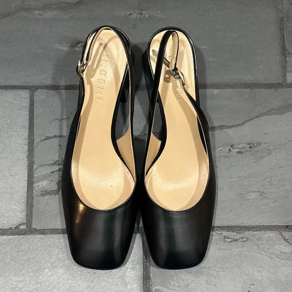 M. Gemi Casimira Black Leather Sling-back Heel - 36.5 (US 6.5)